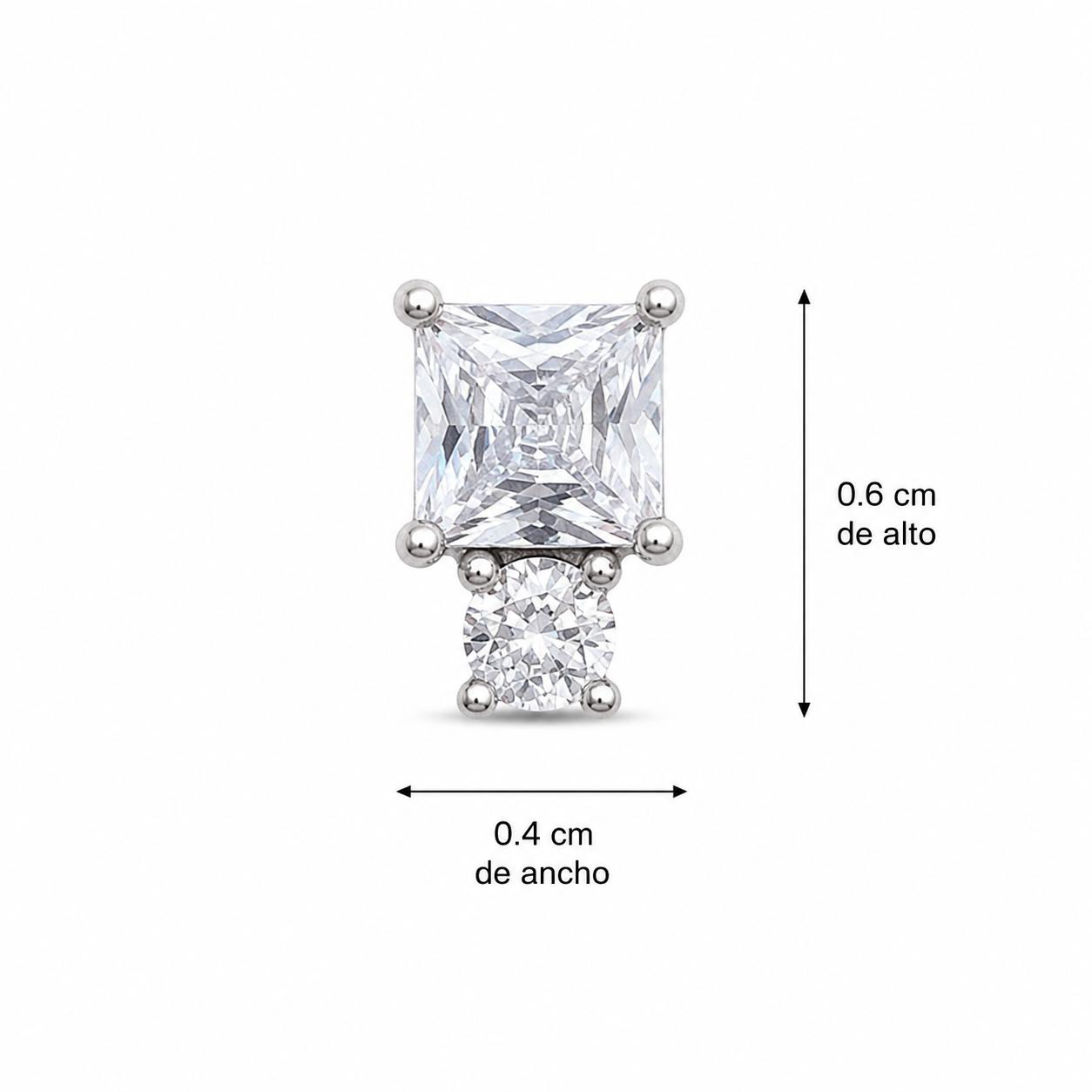 Aretes Inspirados Zirconia Cuadro Estilo Pan en Plata Ley .925