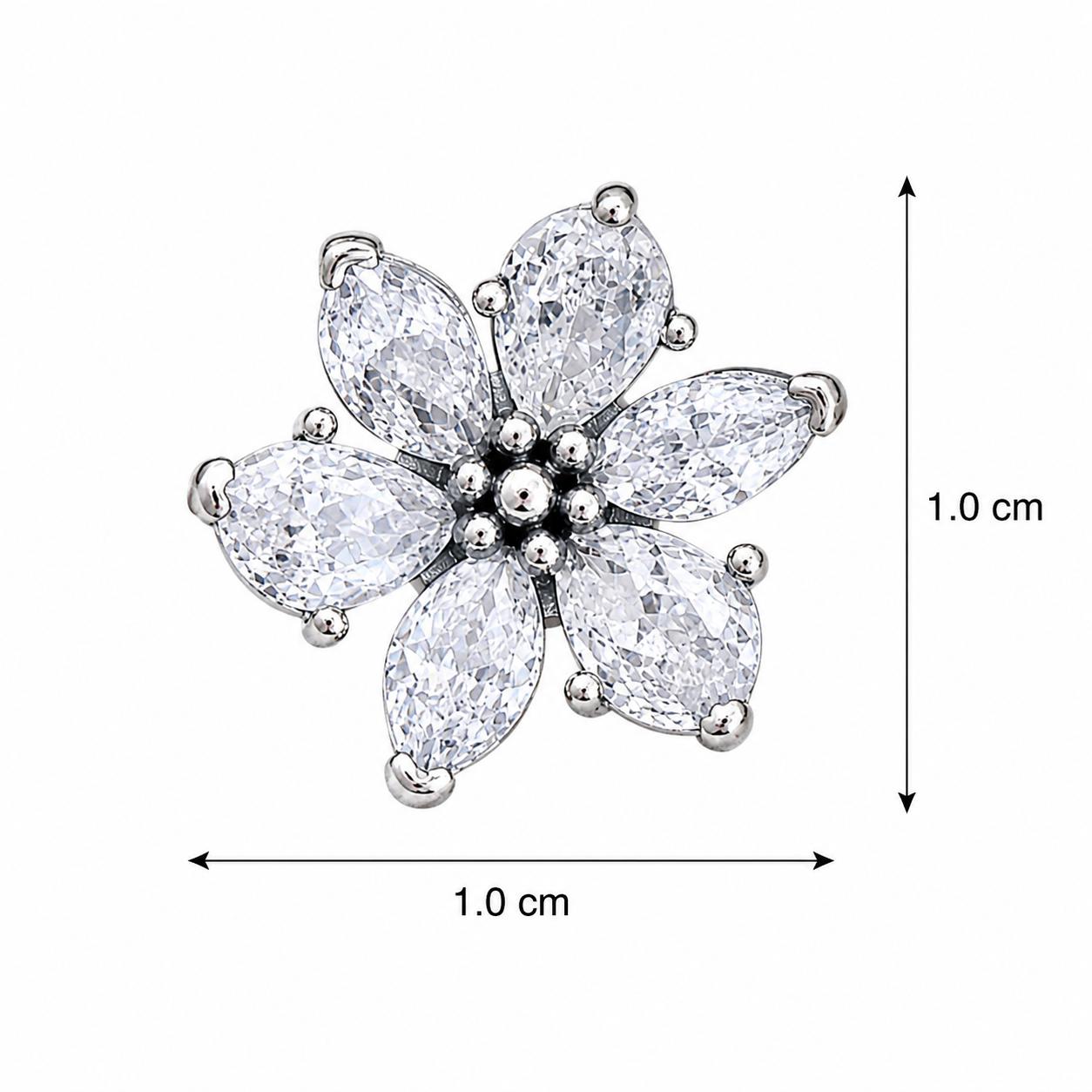 Aretes Inspirados Flor zirconia Estilo Pan en Plata Ley .925