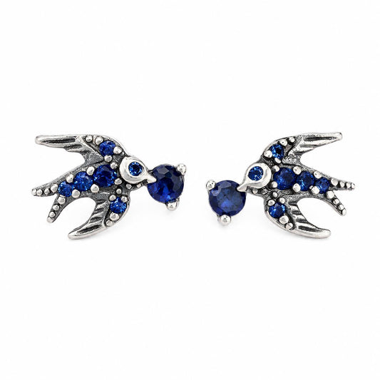 Aretes Inspirados Pajarito Estilo Pan en Plata Ley .925