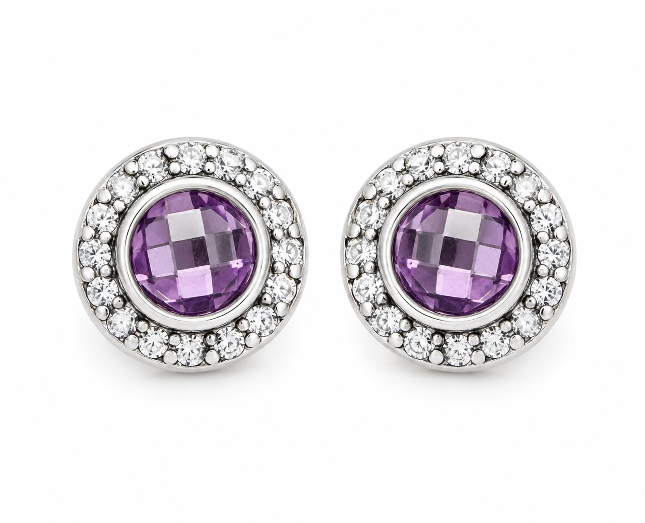Aretes Inspirados Circulo Rosa Estilo Pan en Plata Ley .925