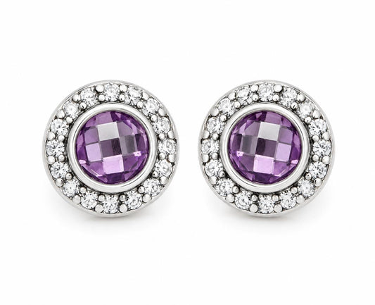 Aretes Inspirados Circulo Rosa Estilo Pan en Plata Ley .925