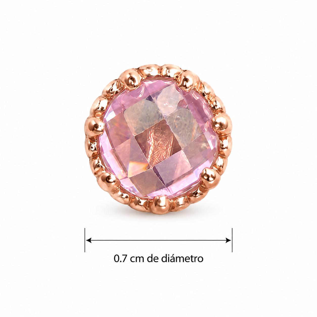 Aretes Pan de Joyería Inspirada Circulo Zirconia en Plata Ley .925 con Baño Rosa