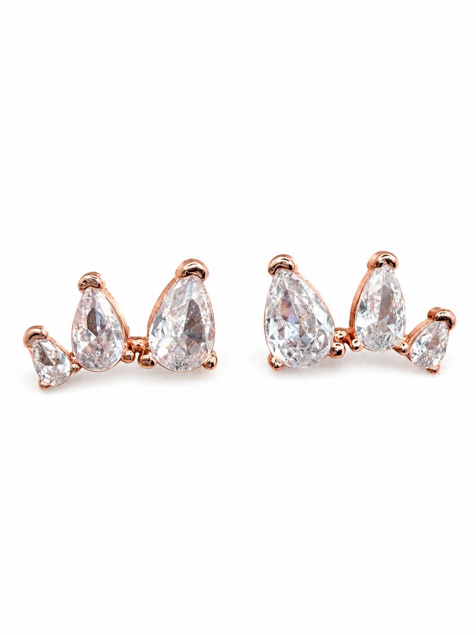 Aretes Pan de Joyería Inspirada Zirconia en Plata Ley .925 con Baño Rosa