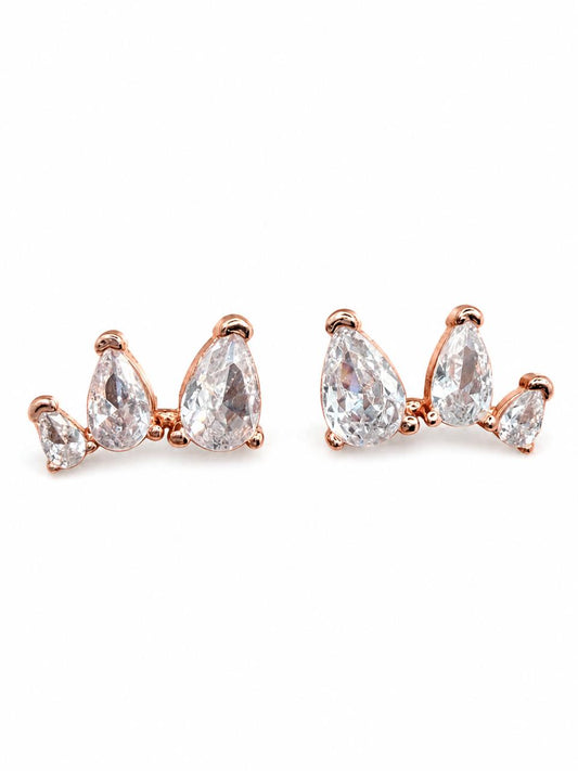 Aretes Pan de Joyería Inspirada Zirconia en Plata Ley .925 con Baño Rosa