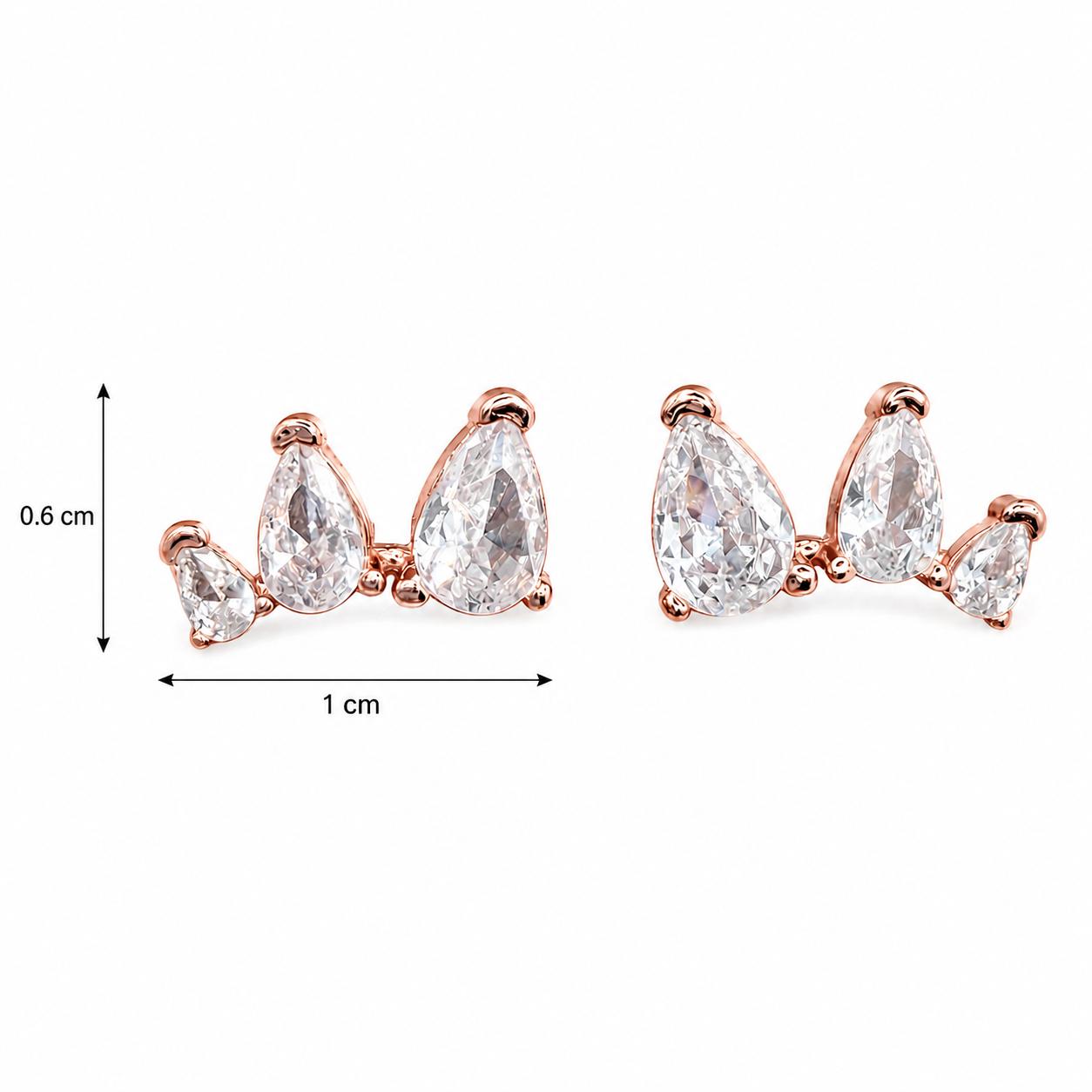 Aretes Pan de Joyería Inspirada Zirconia en Plata Ley .925 con Baño Rosa