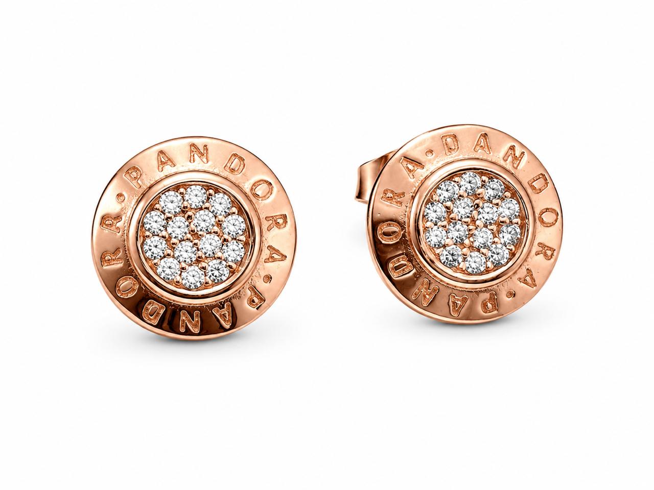 Aretes Pan de Joyería Inspirada Circulo Pandora en Plata Ley .925 con Baño Rosa