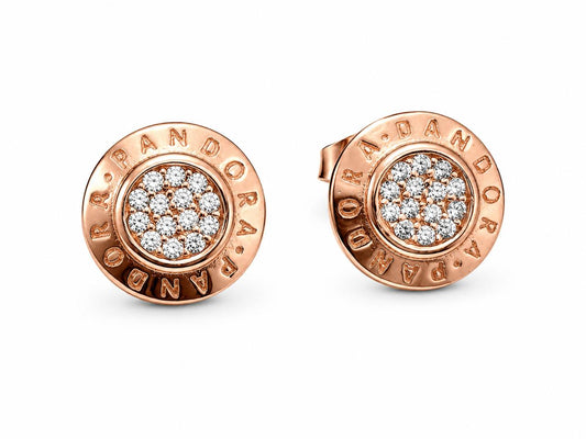 Aretes Pan de Joyería Inspirada Circulo Pandora en Plata Ley .925 con Baño Rosa