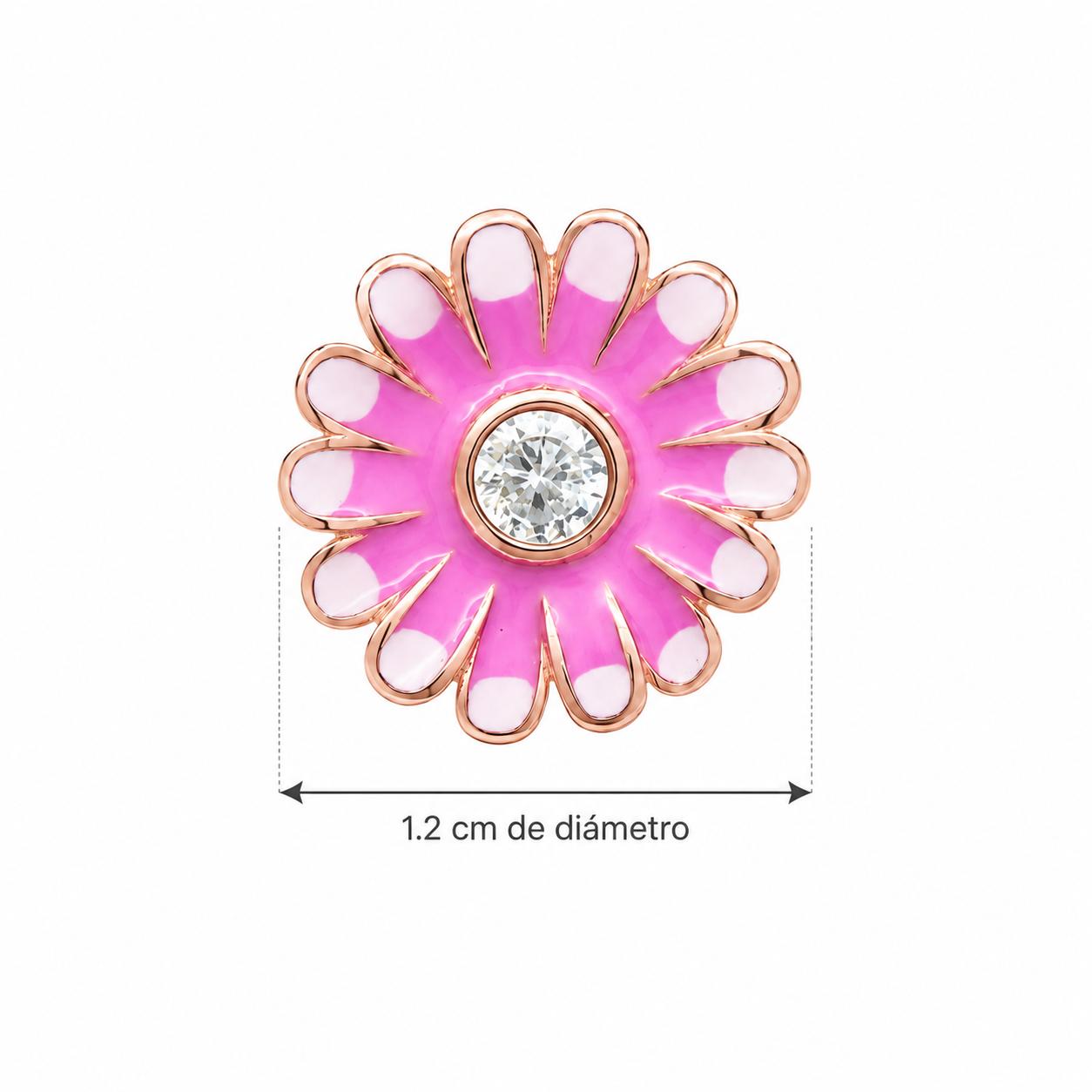 Aretes Pan de Joyería Inspirada Flor Ros en Plata Ley .925 con Baño Rosa