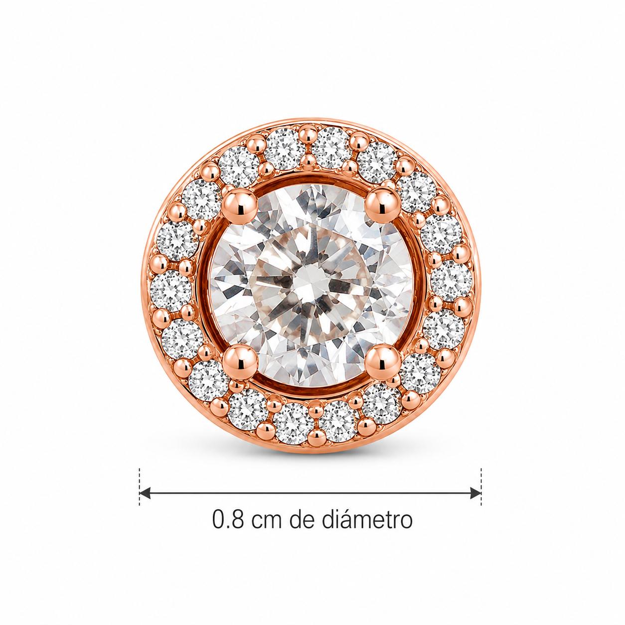 Aretes Pan de Joyería Inspirada Zirconia blanca en Plata Ley .925 con Baño Rosa