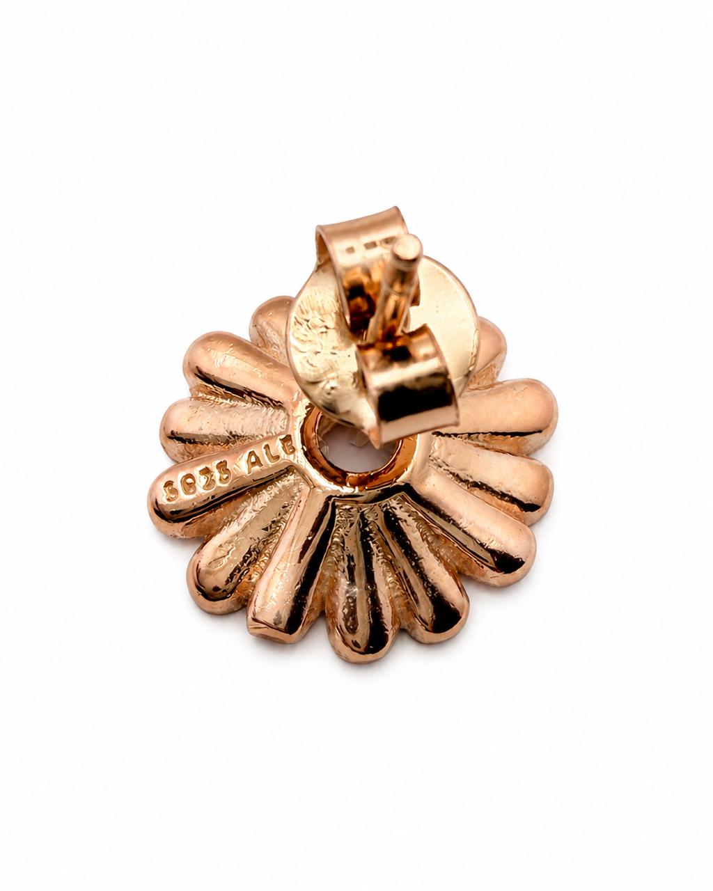 Aretes Pan de Joyería Inspirada Flor Ros en Plata Ley .925 con Baño Rosa