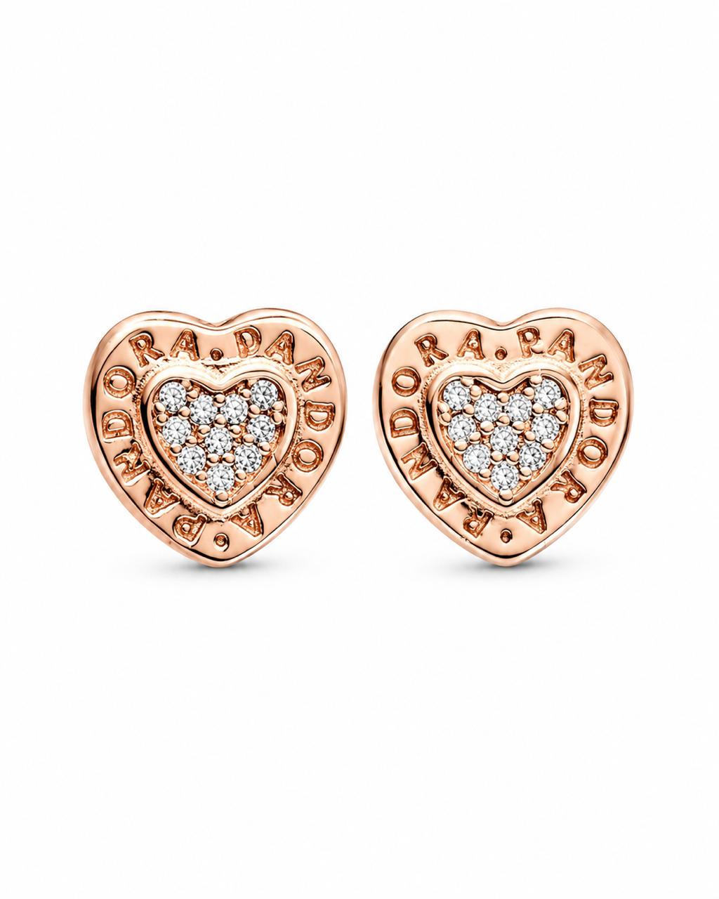 Aretes Pan de Joyería Inspirada Corazon Rosa en Plata Ley .925 con Baño Rosa