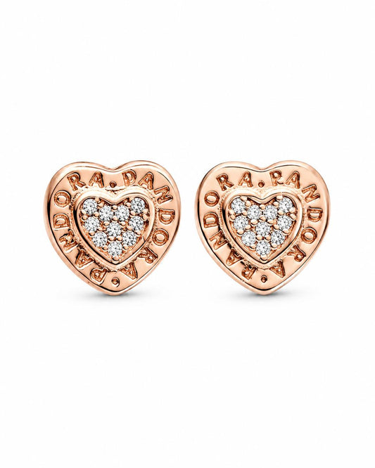 Aretes Pan de Joyería Inspirada Corazon Rosa en Plata Ley .925 con Baño Rosa