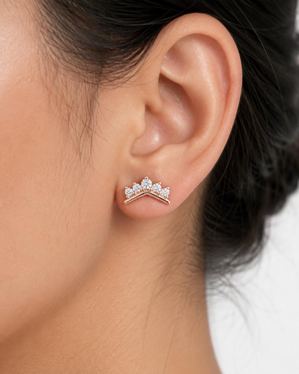 Aretes Pan de Joyería Inspirada Zirconia en Plata Ley .925 con Baño Rosa