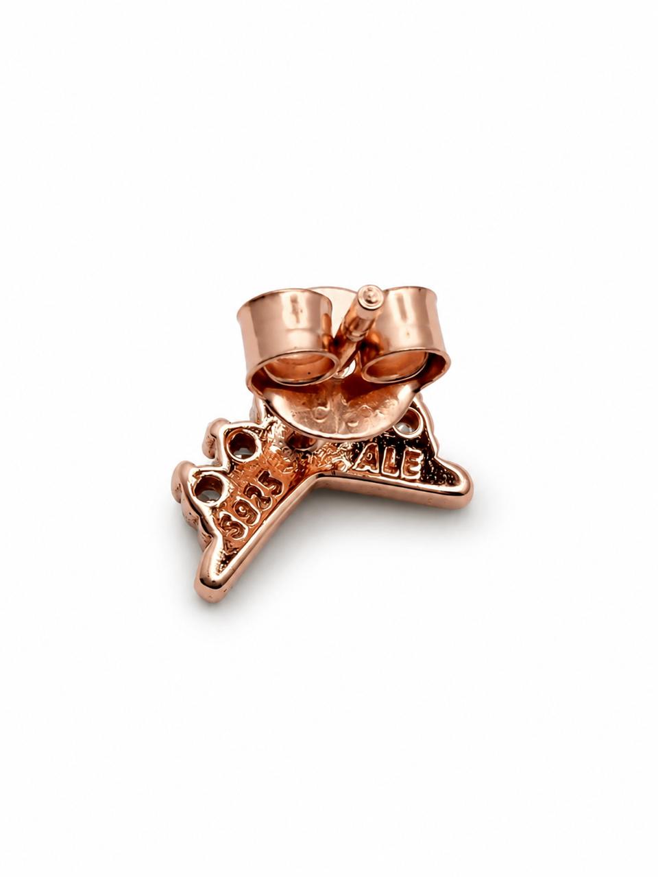 Aretes Pan de Joyería Inspirada Zirconia en Plata Ley .925 con Baño Rosa