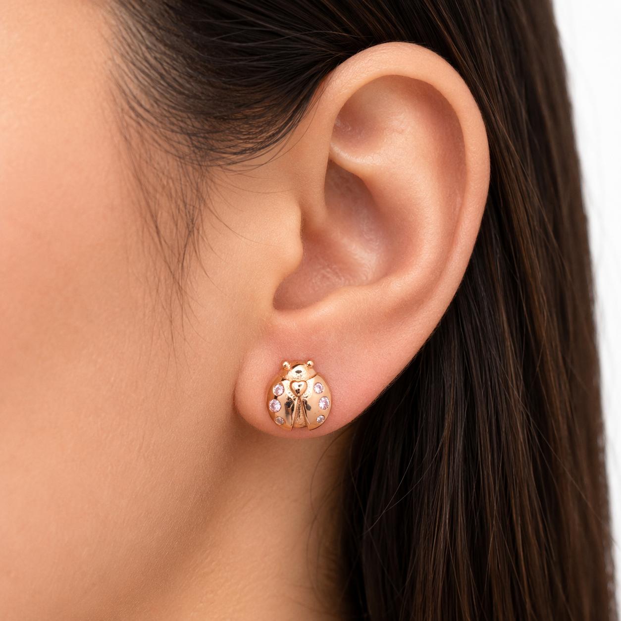 Aretes Pan de Joyería Inspirada Catarin en Plata Ley .925 con Baño Rosa