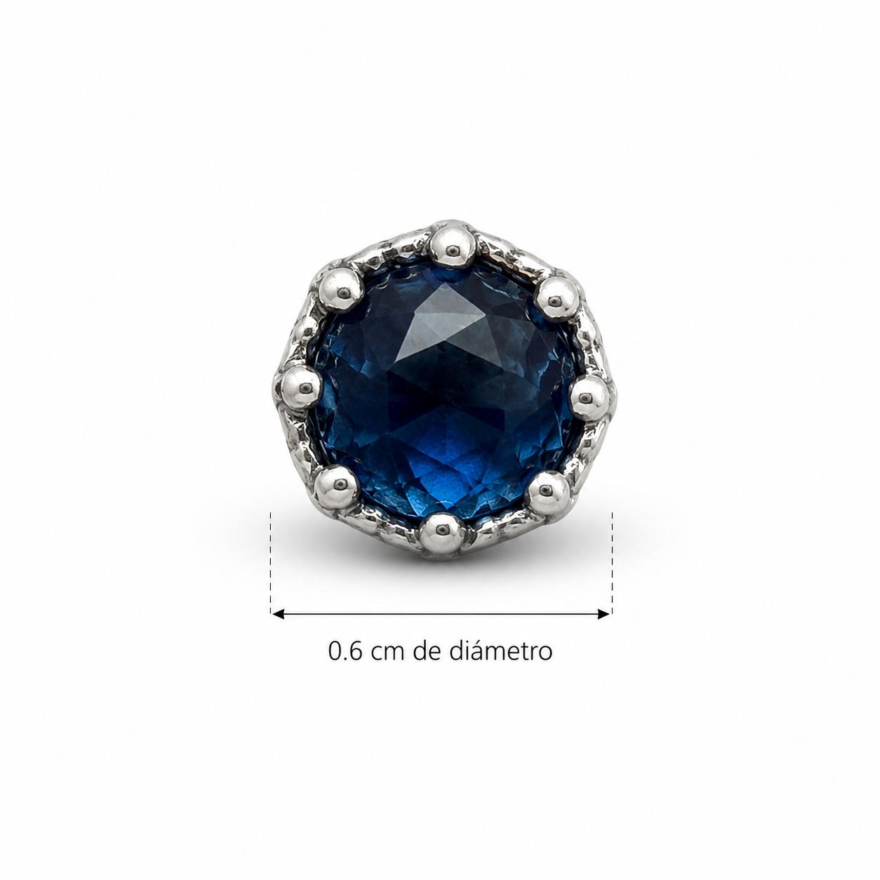 Aretes Inspirados Circulo Azul Estilo Pan en Plata Ley .925