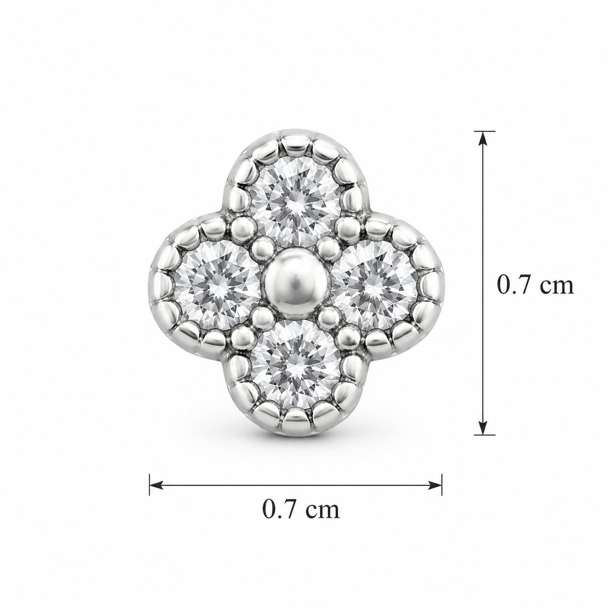 Aretes Inspirados Estilo Pan Flor Zirconia en Plata Ley .925