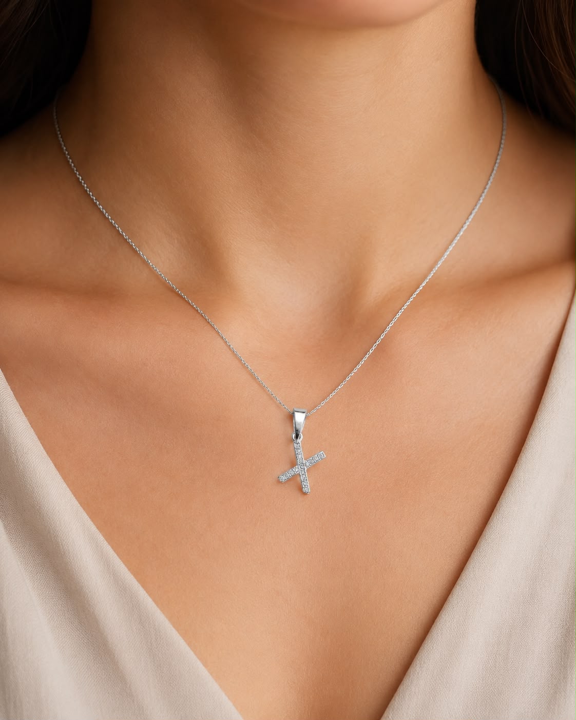 Dije Letra  X Mini con Zirconia Plata .925 Taxco Mayoreo