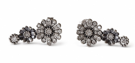 Aretes Inspirados Florecitas Estilo Pan en Plata Ley .925