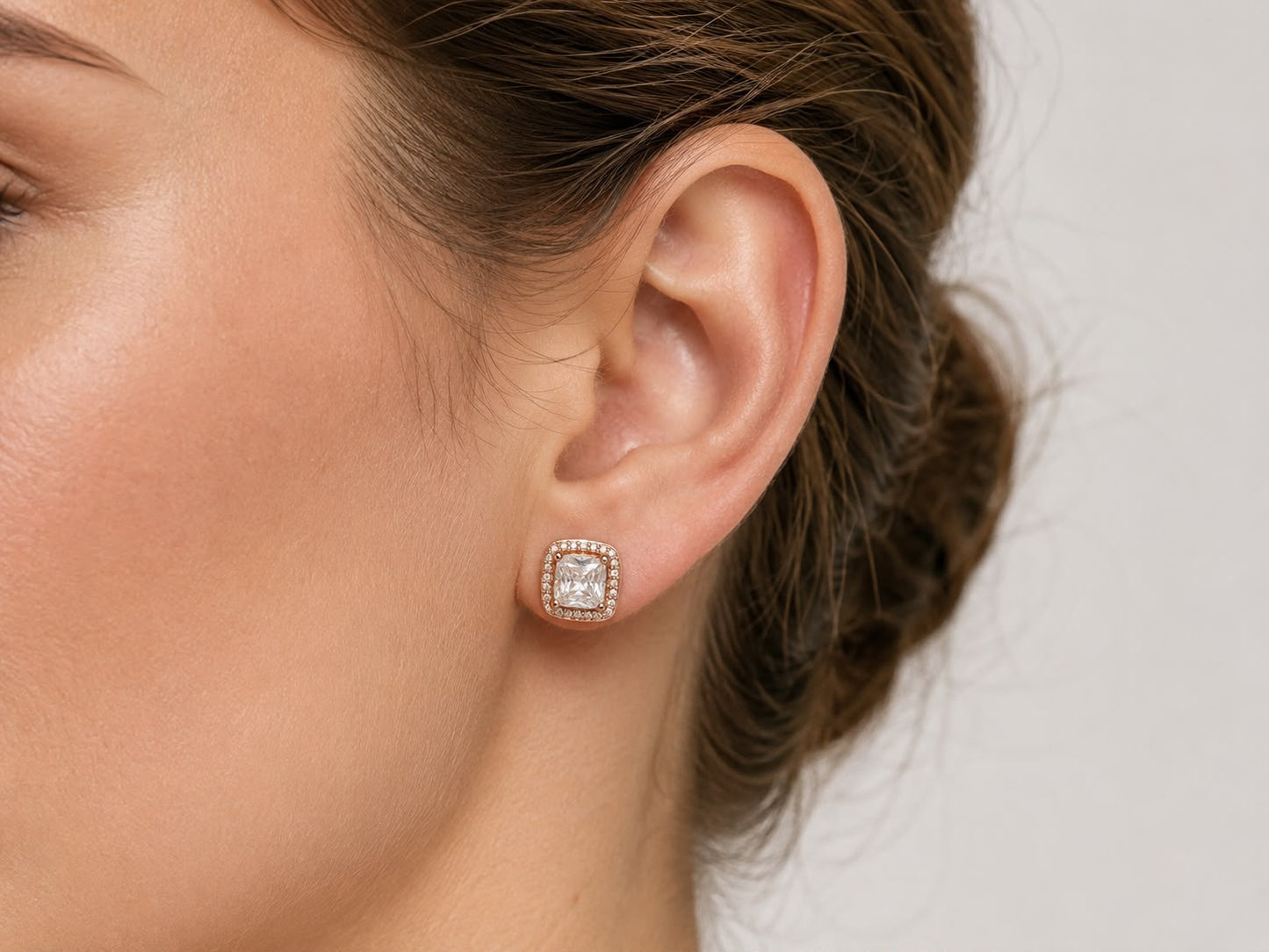 Aretes Inspirados Cuadro Estilo Pan en Plata rosa Ley .925