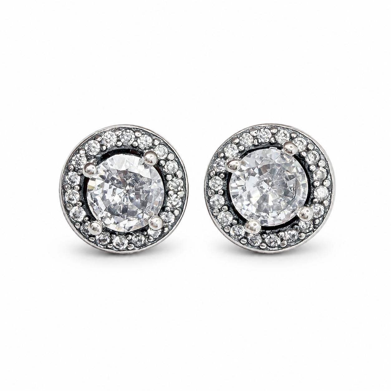 Aretes Inspirados Circulo Zirconia Estilo Pan en Plata Ley .925