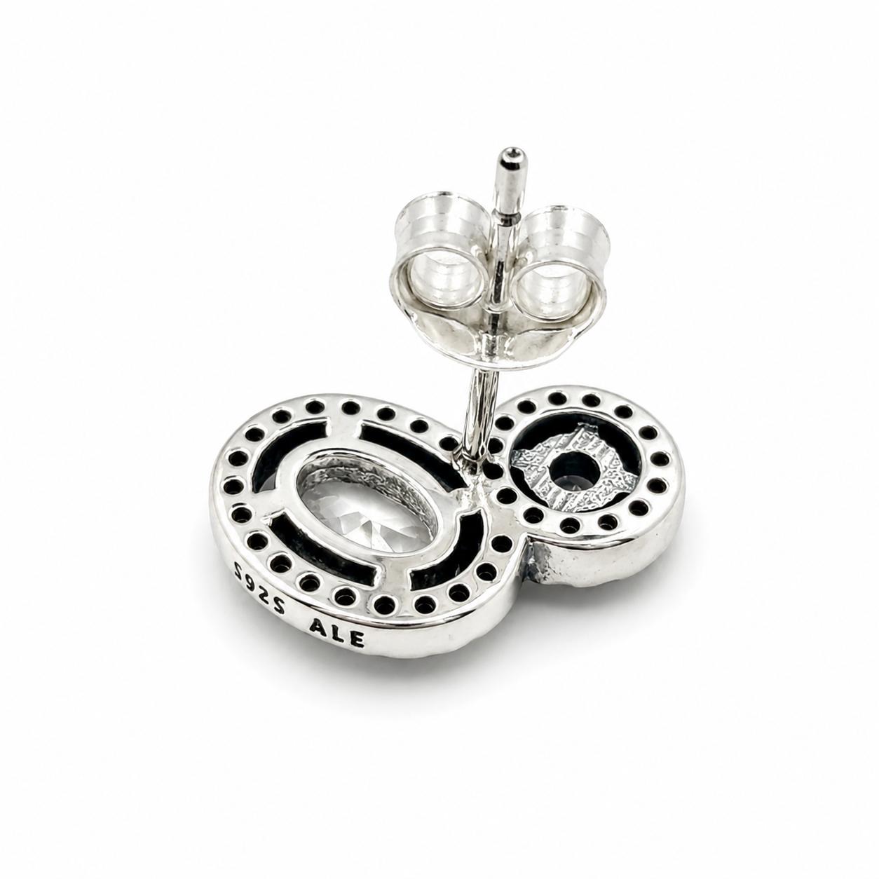 Aretes Inspirados Circulos Zirconia Estilo Pan en Plata Ley .925
