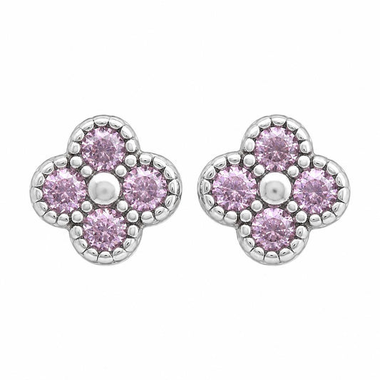 Aretes Inspirados Flor Rosa Estilo Pan en Plata Ley .925