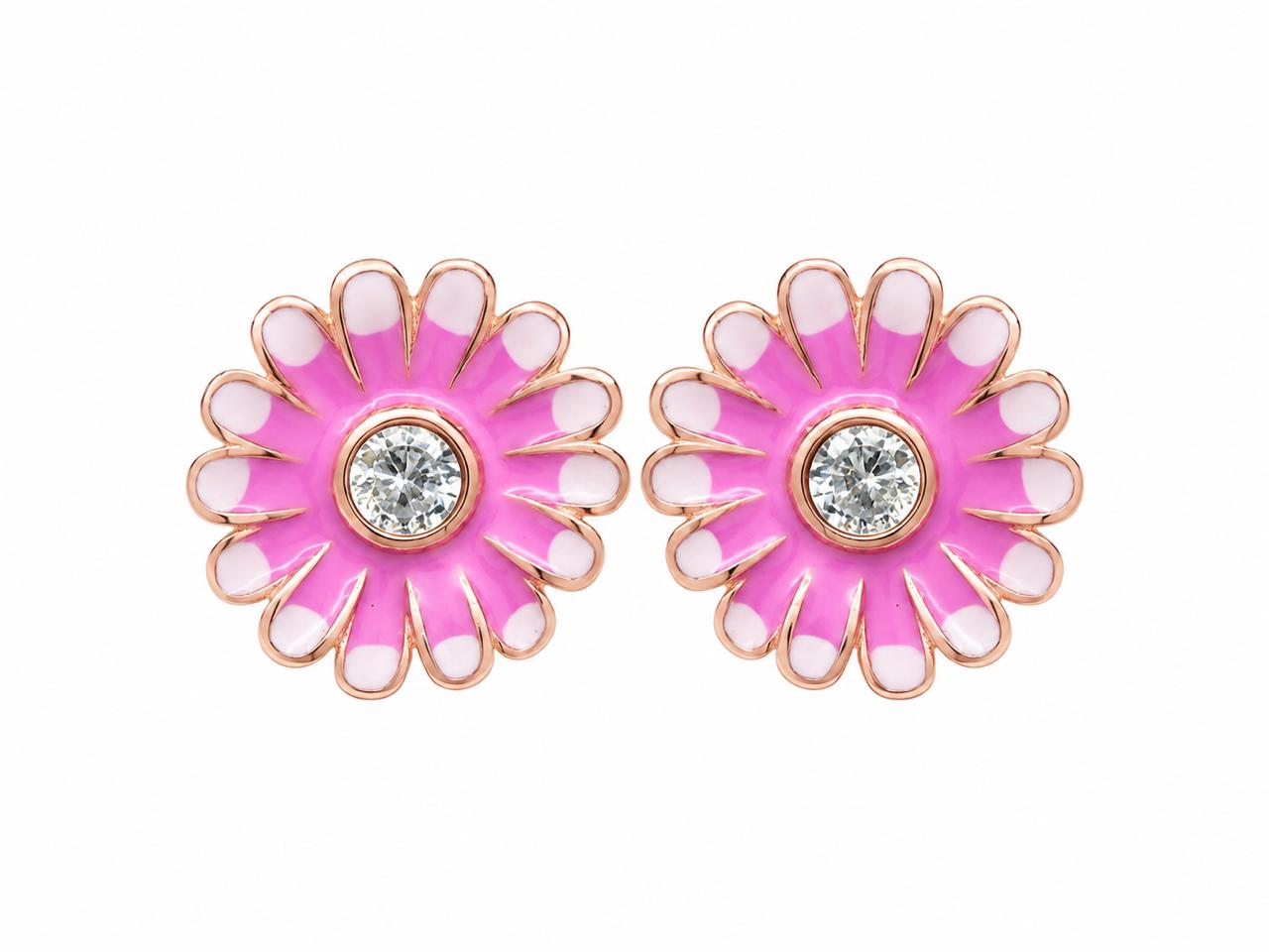 Aretes Pan de Joyería Inspirada Flor Ros en Plata Ley .925 con Baño Rosa