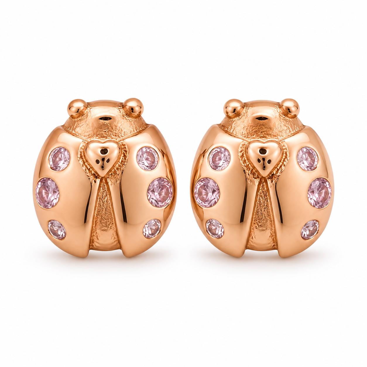 Aretes Pan de Joyería Inspirada Catarin en Plata Ley .925 con Baño Rosa
