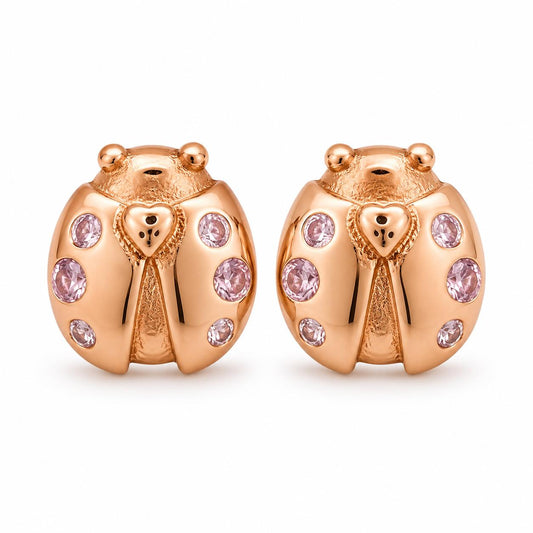 Aretes Pan de Joyería Inspirada Catarin en Plata Ley .925 con Baño Rosa