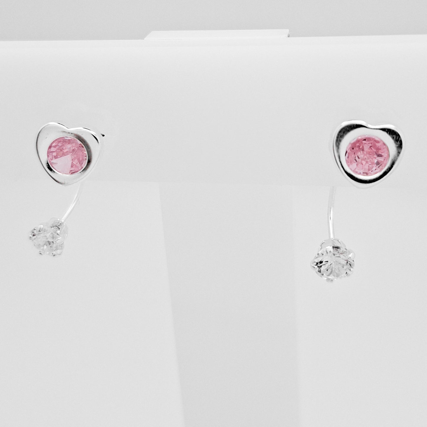 Arete Curvo Corazon Rosa