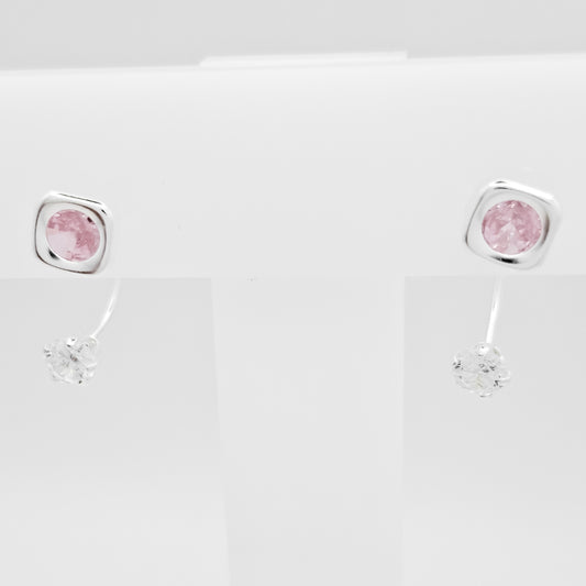 Arete Curvo Cuadro Rosa