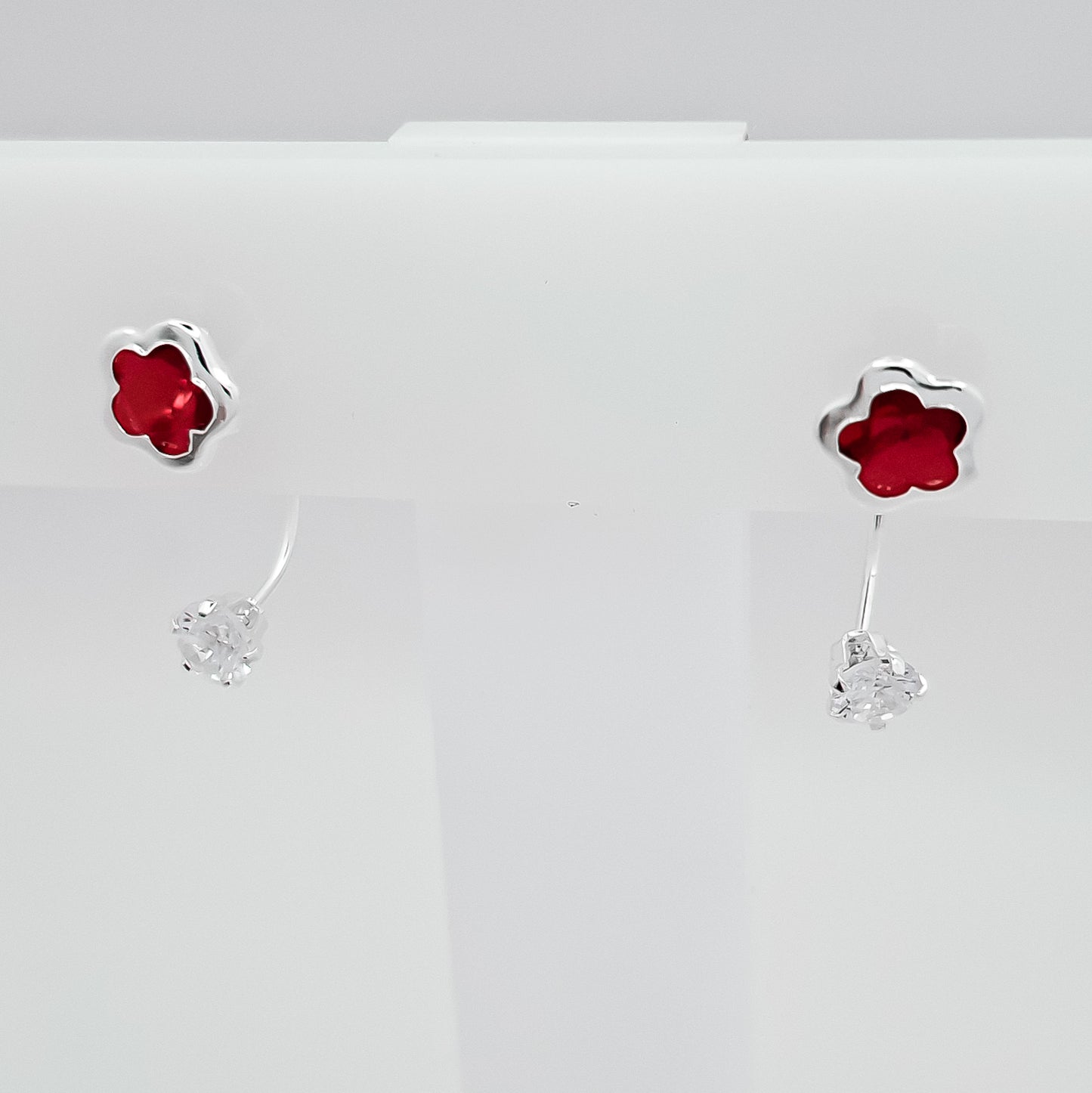 Arete Curvo Flor Roja