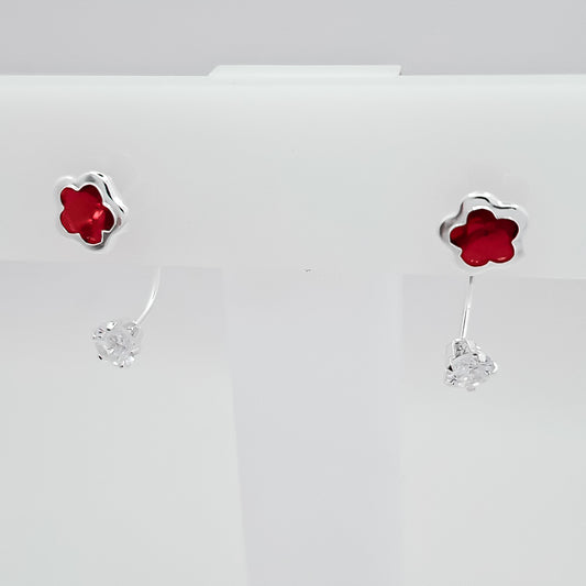 Arete Curvo Flor Roja