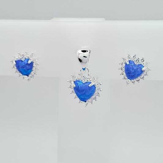 Juego Opalo Azul Corazon