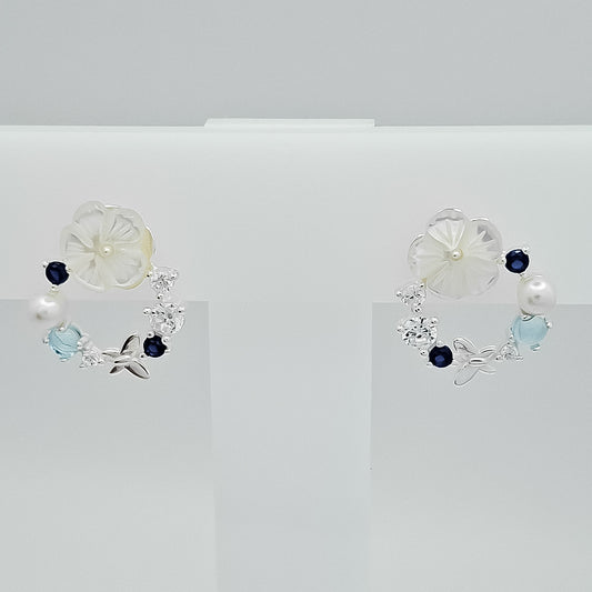 Arete Flor Blanca Zirconia